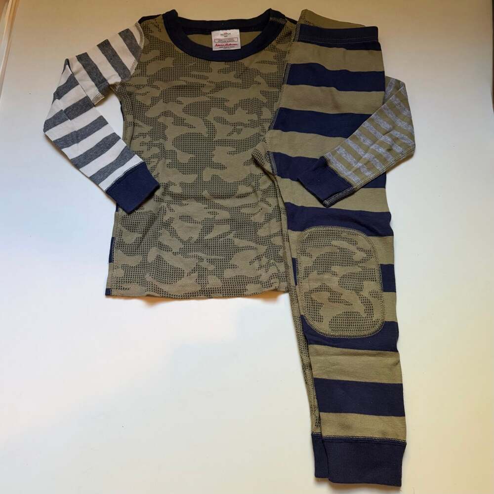 Hanna Andersson Camo Mix It Up Stripes Long Sleeve PJs Pajamas